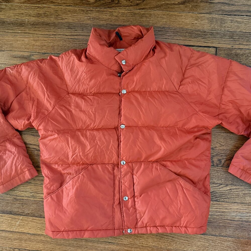 vintage ll bean 80s pumpkin snap jacket m/l gorpcore puffer women/ men